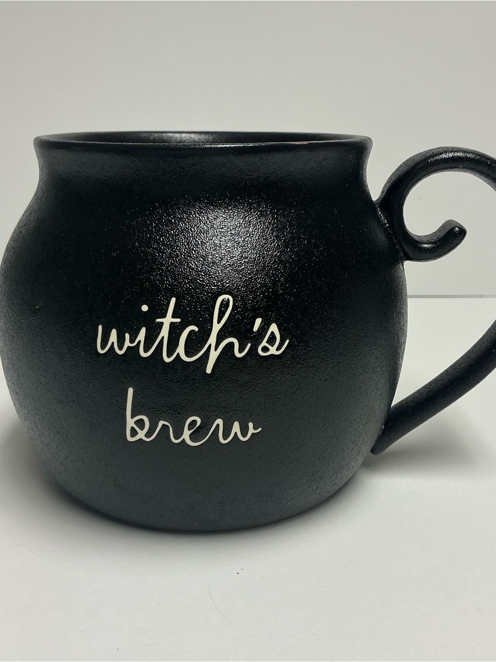Rae Dunn Black Cauldron Shaped Witch’s Brew Mug Cast Iron Look Halloween Mug